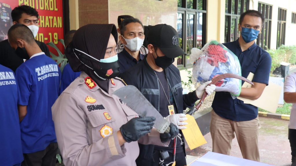 Kapolres Subang Pimpin Press Release Pengungkapan Kasus Tindak Pidana Umum Sat Reskrim Polres Subang Selama Bulan Januari Tahun 2022